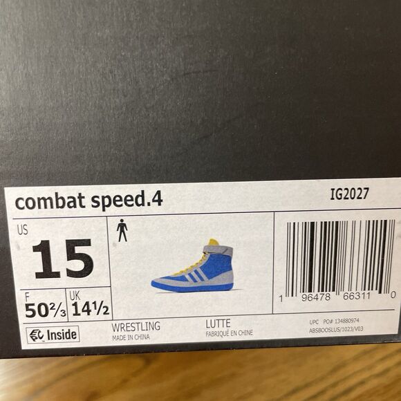 Adidas Combat Speed 4 Wrestling Shoes 2024 Men Size 15 Blue Gray Yellow NEW main image 6